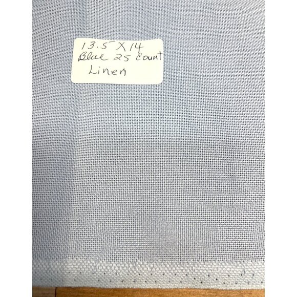 13.5" X 14" Blue 25 Count Linen Fabric Cross Stitch - Picture 1 of 2